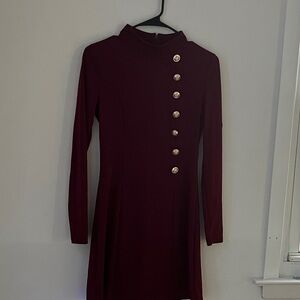 Elegant Burgundy Long Sleeve Dress